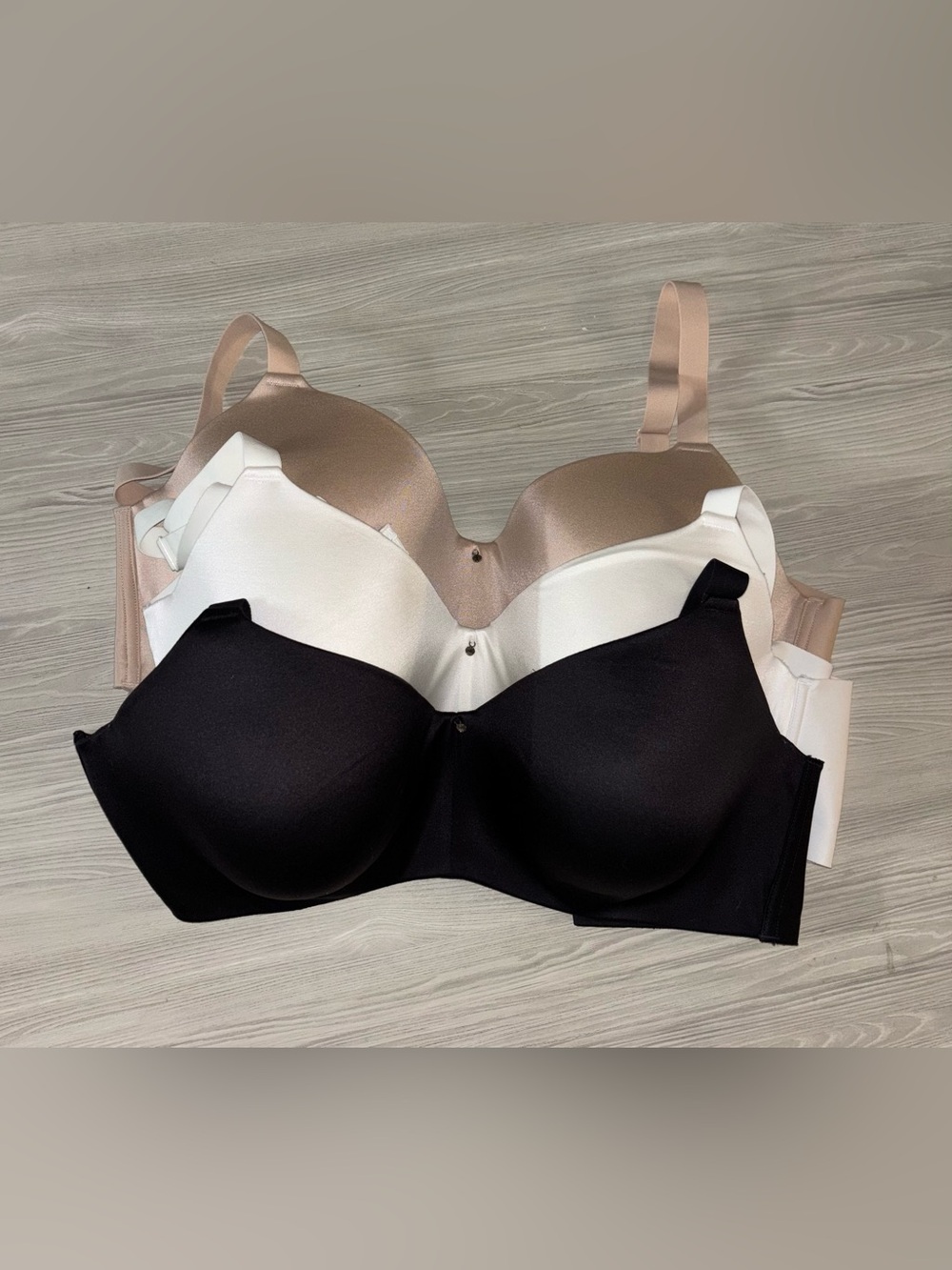 Bali 38D Smooth Molded Bra Trio Set- Black, White, Nude